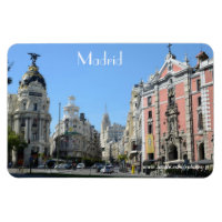 Alcala et Gran Via Street, Madrid Premium Magnet