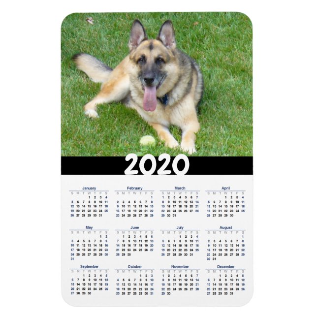 Flexible Allemand Shepherd Dog 2020 Calendrier Magnet (Vertical)