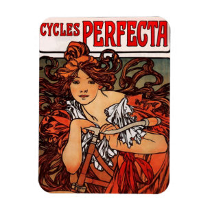 Flexible Alphonse Mucha Vintage Bicycle Magnet