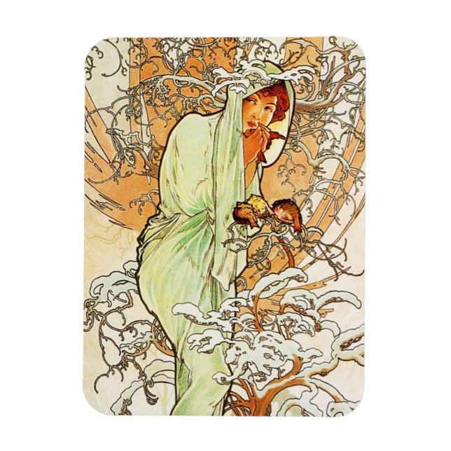 Flexible Alpohnse Mucha - Magnet d'hiver (Vertical)