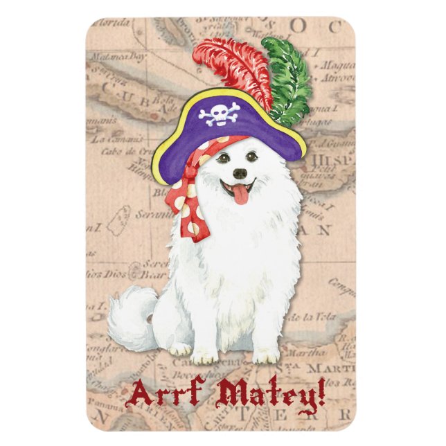 Flexible American Eskimo Dog Pirate Magnet (Vertical)