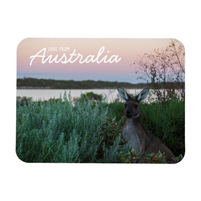 Flexible Amour de Australie Kangaroo Sunset Lake Magnet (Horizontal)