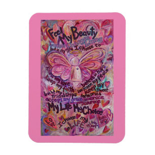 Flexible Ange rose Cancer Poème Magnet d'art