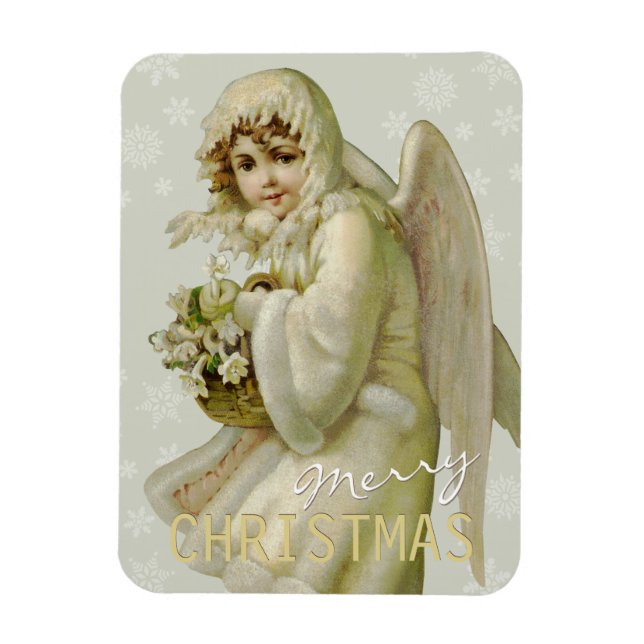 Flexible Ange vintage d'hiver CC0618 Magnet de Noël (Vertical)