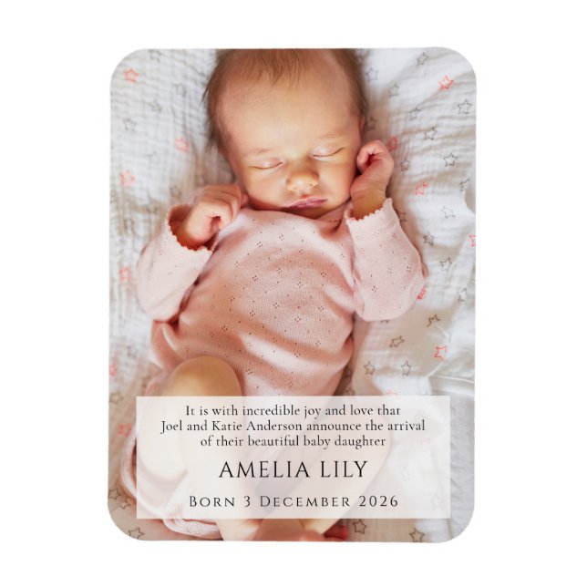 Flexible Annonce de naissance bébé fille Magnet réfrigérate (Vertical)