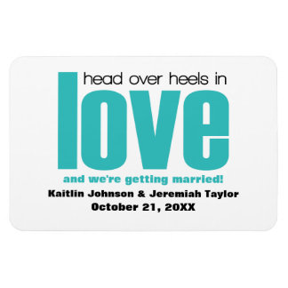 Flexible Aqua Head Over Heels Save the Date Magnet