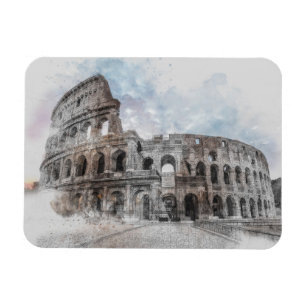 Flexible Aquarelle Colisée Magnet - Rome Italie Vintage