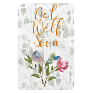 Flexible Aquarelle Florale Se Bien Bientôt Magnet Carte