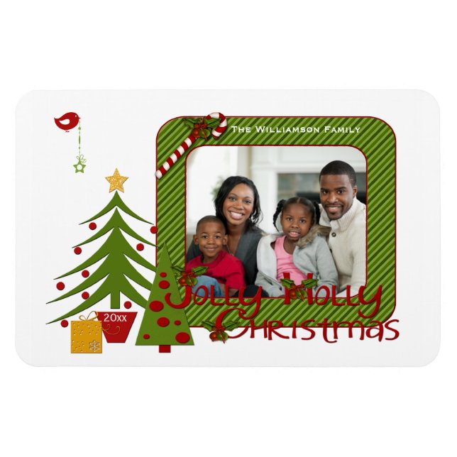 Flexible Arbres de Noël, Oiseaux, Rayures Magnet photo (Horizontal)