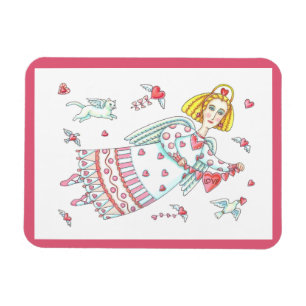 Flexible ART FOLK VALENTINE ANGEL MAGNET *Personnaliser