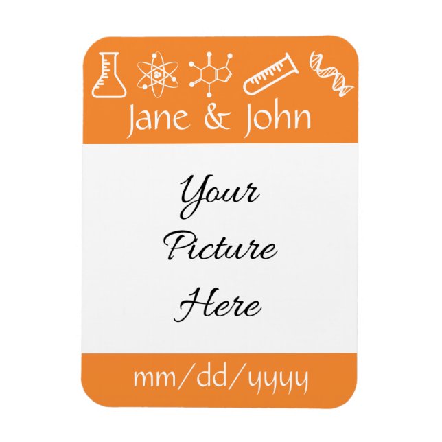 Flexible Attractive Forces in Orange Save-the-Date Magnet (Vertical)