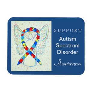 Flexible Autism Spectrum Disorder (ASD) Ribbon Angel Magnet