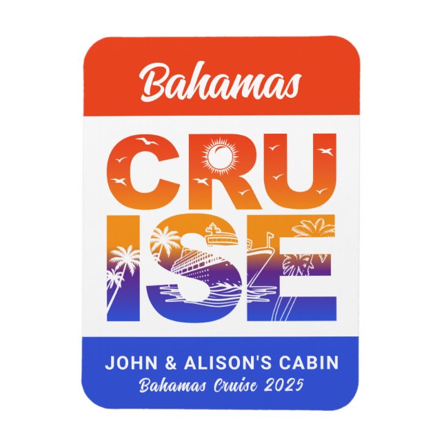 Flexible Bahamas Cruise Ship Magnet (Vertical)