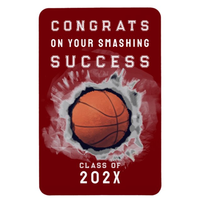 Flexible Basketball Graduation Congrats Magnet (Vertical)