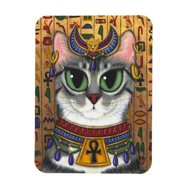 Flexible Bast Goddess Chat Egyptian Bastet Art Magnet (Vertical)