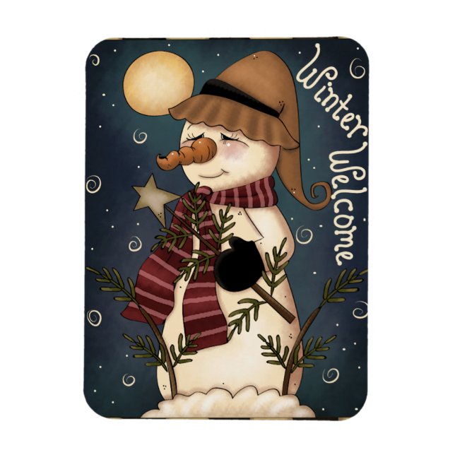 Flexible Bienvenue hiver Snowman Premium Magnet (Vertical)