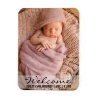 Bienvenue Nouveau Magnet photo Faire-part bébé