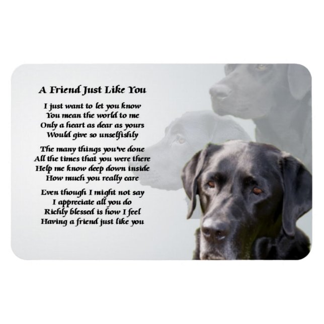 Flexible Black Labrador Friend Poem Magnet (Horizontal)