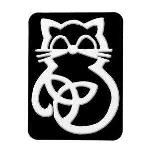 Flexible Blanc Trinity Knot Celtic Cat Magnet