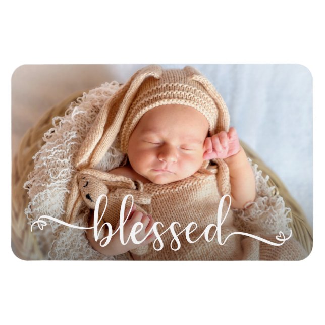 Flexible Blessé Script Baby Photo Magnet (Horizontal)