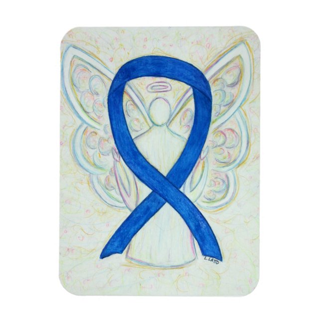 Flexible Bleu Sensibilisation Ruban Angel Magnet d'art (Vertical)