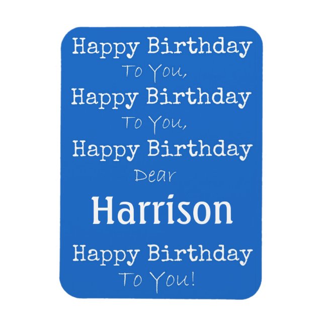 Flexible Blue Happy Birthday Song Premium Flexi Magnet (Vertical)