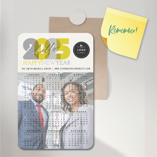 Flexible Bold Bonjour 2025 Calendrier Nouvel An Magnet phot (Bold Hello Yellow Transparent 2025 Calendar New Year Photo Flexible Magnet @ fat_fa_tin)