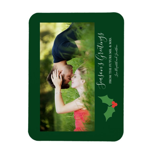 Flexible Bonnes Fêtes Holly Engagé Couple Magnet (Vertical)