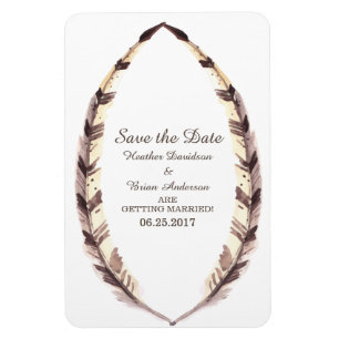 Flexible Bordure en plumes Enregistrer la date Flexi Magnet
