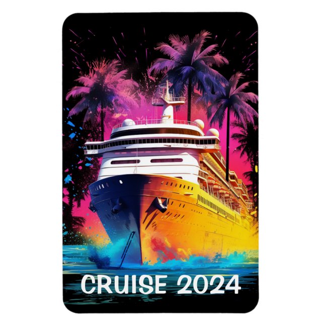 Flexible Bright Cruise Ship avec Palm Trees Magnet (Vertical)