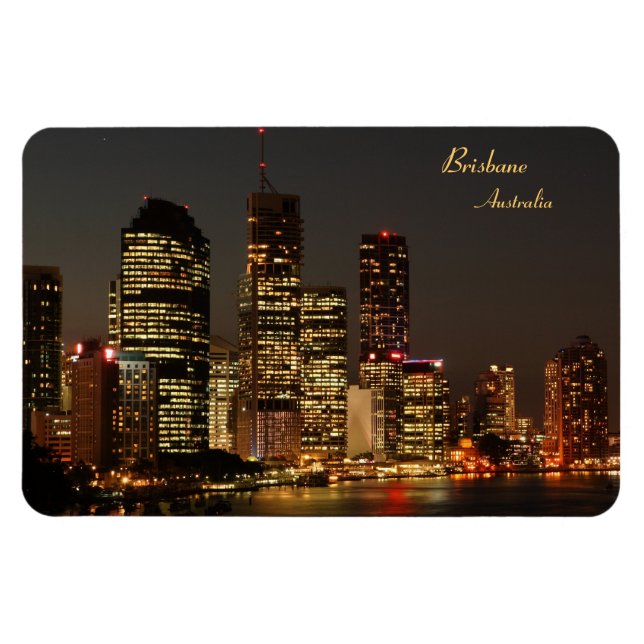 Flexible Brisbane City, Skyline de nuit, Australie - Magnet (Horizontal)