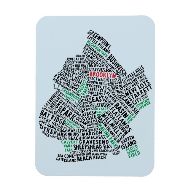 Flexible Brooklyn NYC Typographie Magnet (Vertical)