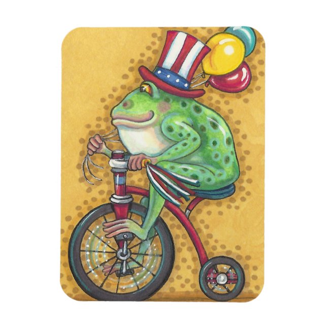 FLEXIBLE BULLFROG 4 JUILLET, AMERICANA FROG MAGNET (Vertical)