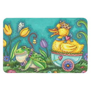 FLEXIBLE BULLFROG & DUCK PRINCE EASTER PRINTEMPS MAGNET LGE