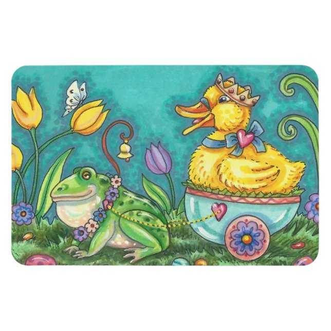 FLEXIBLE BULLFROG & DUCK PRINCE EASTER PRINTEMPS MAGNET LGE (Horizontal)