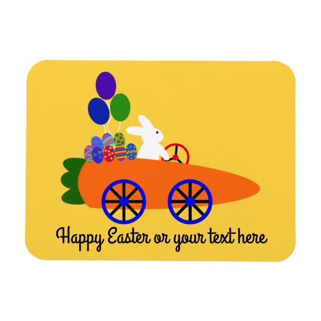 Flexible Bunny Riding Carrot Car #3 Magnet (Horizontal)