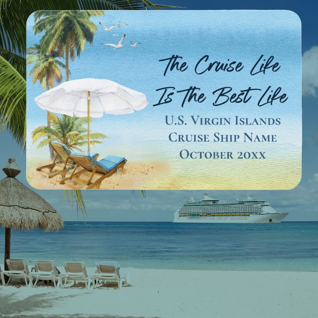 Flexible Cabine de l'île de Croisière - Magnet de marqueur  (Custom Cruise Ship Magnets for your cabin door or refrigerator at home. Island tropical theme name)