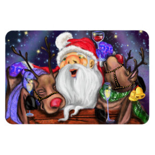 Flexible Cadeau de Noël Magnet Père Noël et Reindeds s'amus