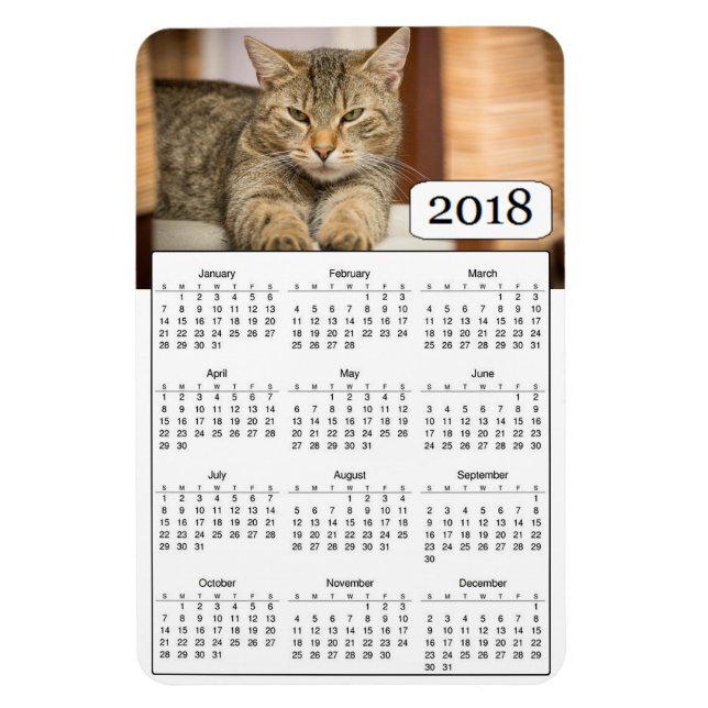 Flexible Calendrier 2018 Personnalisé Photo de chat Magnet (Vertical)