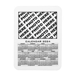 Flexible Calendrier 2024 Ajouter 1 Photos Magnet Blanc