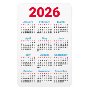 Flexible Calendrier 2026 Magnet Thème : couleurs du drape