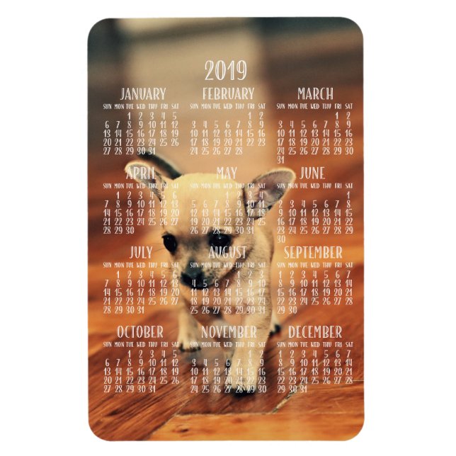 Flexible Calendrier Chihuahua 2019 Magnet photo 4x6 grand (Vertical)