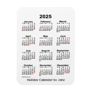 Flexible Calendrier des Fêtes Blanches 2025 par Janz Magnet