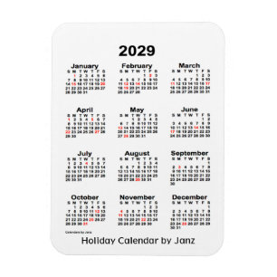 Flexible Calendrier des Fêtes Blanches 2029 par Janz Magnet