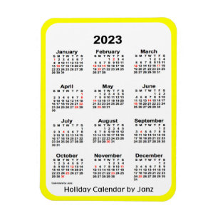 Flexible Calendrier des Fêtes Jaunes 2023 par Janz Magnet