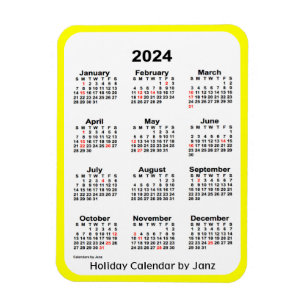 Flexible Calendrier des Fêtes Jaunes 2024 par Janz Magnet