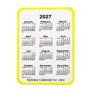 Flexible Calendrier des Fêtes Jaunes 2027 par Janz Magnet