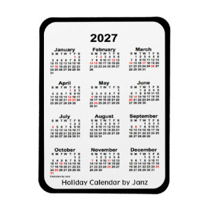 Flexible Calendrier des fêtes noires 2027 par Janz Magnet