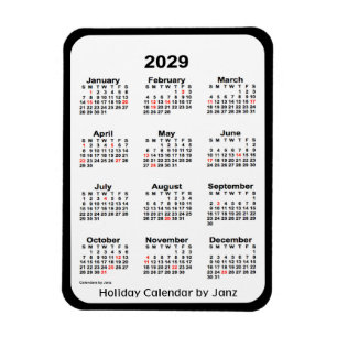 Flexible Calendrier des fêtes noires 2029 par Janz Magnet