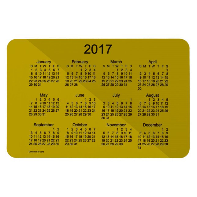 Flexible Calendrier Gold Angle Art 2017 par Janz 4x6 Magnet (Horizontal)